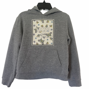 Vans “Off The Wall” Butterfly Floral Pullover Hoodie – Youth Large (Grey) (b6)
